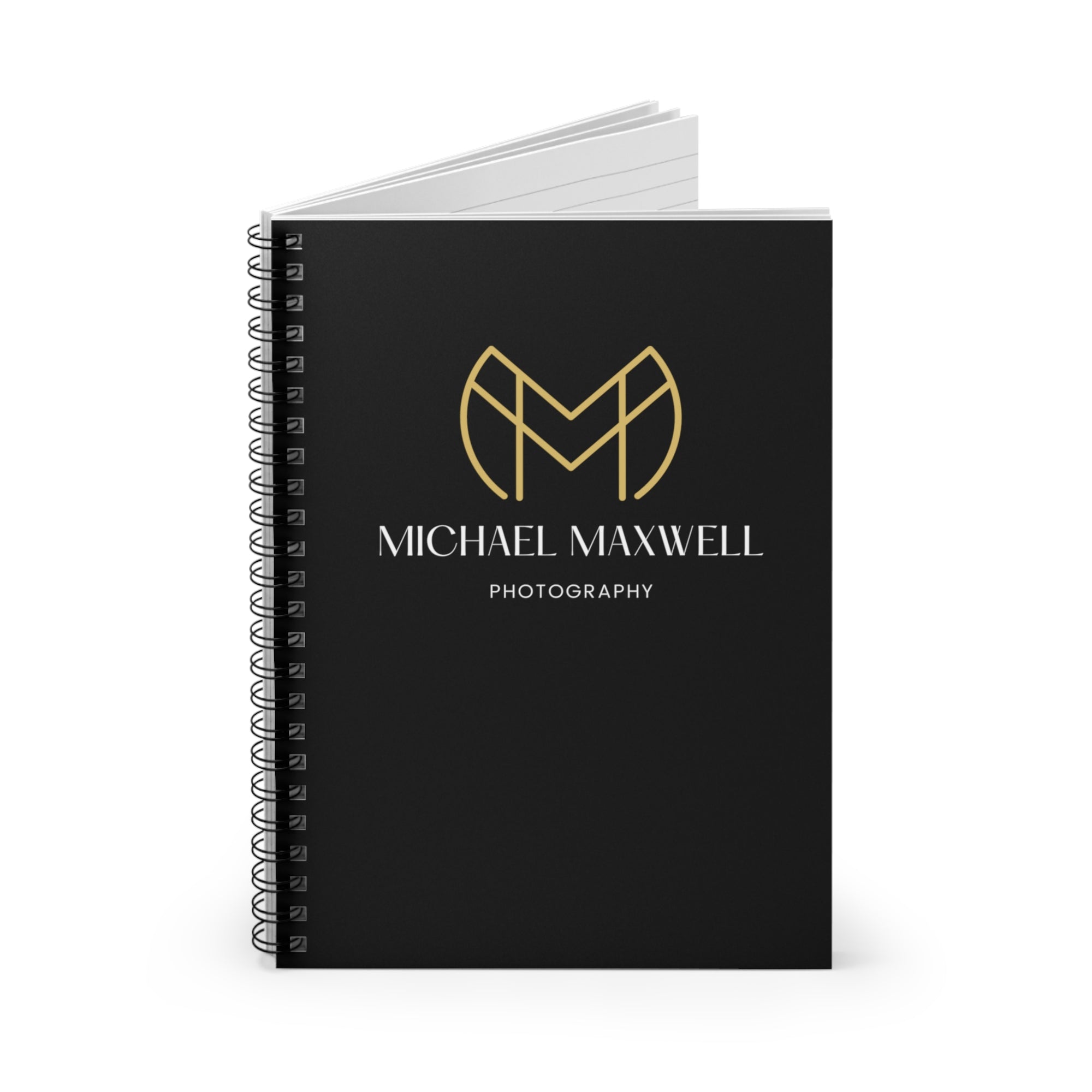 Michael Maxwell Photography - Elegant Gold & White Script Edition - Spiral Notebook - Ruled Line