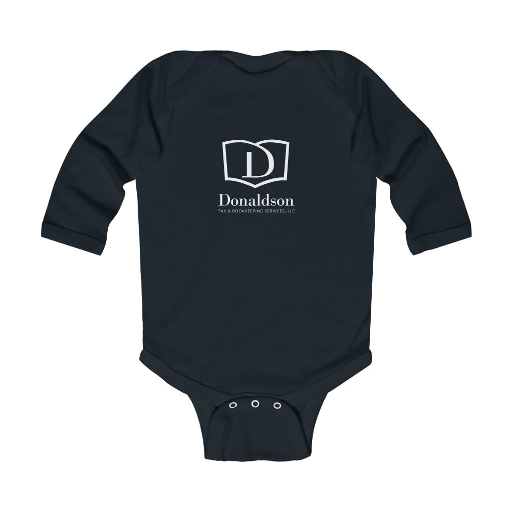 Donaldson White Text Infant Long Sleeve - Bodysuit
